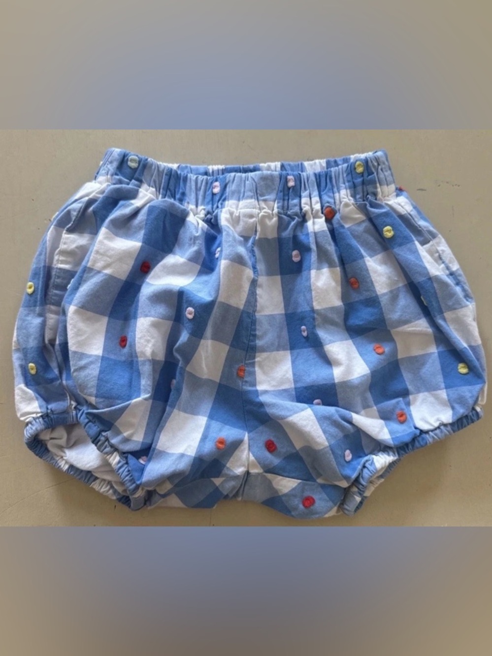 Hanna Andersson Blue and White Plaid Polka-Dot Shorts Toddler 2T